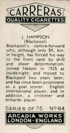 1934 Carreras Footballers #64 Jimmy Hampson Back