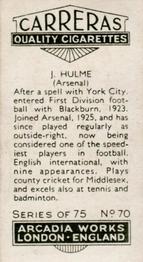 1934 Carreras Footballers #70 Joe Hulme Back