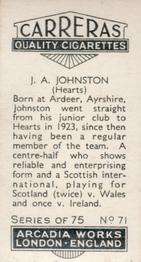 1934 Carreras Footballers #71 John Johnston Back