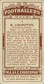 1914 Churchman's Footballers (Brown back) #1 Bob Crompton Back