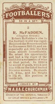 1914 Churchman's Footballers (Brown back) #3 Richard McFadden Back