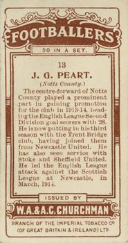 1914 Churchman's Footballers (Brown back) #13 Jack Peart Back