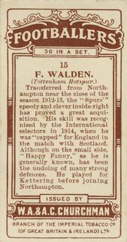1914 Churchman's Footballers (Brown back) #15 Fanny Walden Back