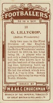 1914 Churchman's Footballers (Brown back) #18 George Lillycrop Back