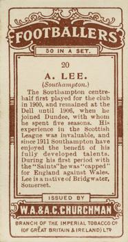 1914 Churchman's Footballers (Brown back) #20 Bert Lee Back