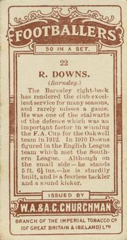1914 Churchman's Footballers (Brown back) #22 Dicky Downs Back