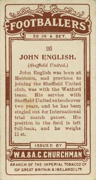 1914 Churchman's Footballers (Brown back) #26 John English Back
