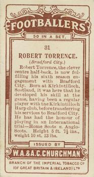 1914 Churchman's Footballers (Brown back) #31 Bob Torrance Back