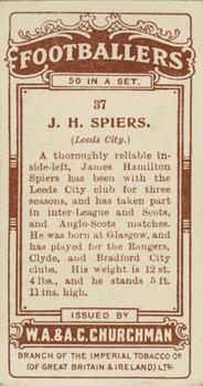 1914 Churchman's Footballers (Brown back) #37 Jimmy Speirs Back