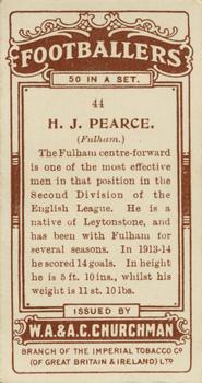 1914 Churchman's Footballers (Brown back) #44 Bert Pearce Back
