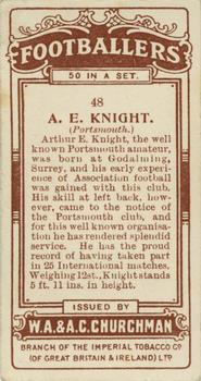1914 Churchman's Footballers (Brown back) #48 Arthur Knight Back