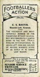1934 J. A. Pattreiouex Footballers in Action #14 Cliff Bastin Back