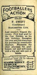 1934 J. A. Pattreiouex Footballers in Action #33 Frank Swift Back