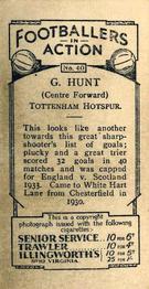 1934 J. A. Pattreiouex Footballers in Action #40 George Hunt Back