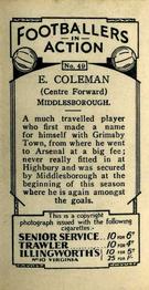 1934 J. A. Pattreiouex Footballers in Action #49 Ernest Coleman Back