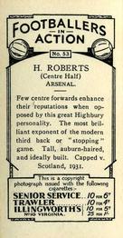 1934 J. A. Pattreiouex Footballers in Action #53 Herbie Roberts Back