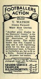 1934 J. A. Pattreiouex Footballers in Action #54 Vic Watson Back
