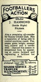 1934 J. A. Pattreiouex Footballers in Action #57 Jim Hammond Back