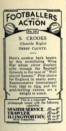 1934 J. A. Pattreiouex Footballers in Action #58 Sammy Crooks Back