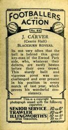 1934 J. A. Pattreiouex Footballers in Action #65 Jesse Carver Back