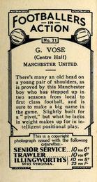 1934 J. A. Pattreiouex Footballers in Action #71 George Vose Back