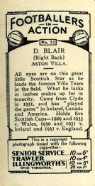 1934 J. A. Pattreiouex Footballers in Action #72 Danny Blair Back
