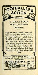 1934 J. A. Pattreiouex Footballers in Action #75 Jack Crayston Back