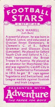 1957 D.C. Thomson Football Stars #7 Jack Mansell Back