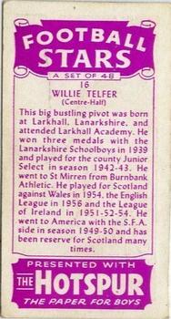 1957 D.C. Thomson Football Stars #16 Willie Telfer Back