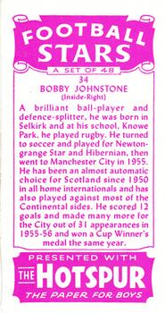 1957 D.C. Thomson Football Stars #34 Bobby Johnstone Back