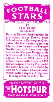 1957 D.C. Thomson Football Stars #37 Sam Baird Back
