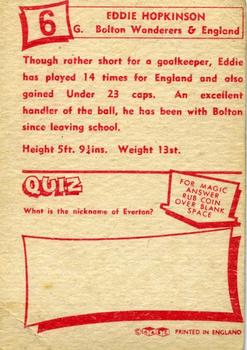 1964 A&BC Footballers #6 Eddie Hopkinson Back