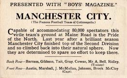 1929 Boys' Magazine Football Teams In Colour #NNO Manchester City F.C. Back