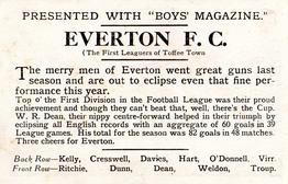 1929 Boys' Magazine Football Teams In Colour #NNO Everton F.C. Back
