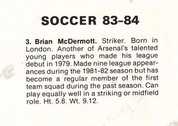 1983-84 FKS Publishers Soccer Stars #3 Brian McDermott Back