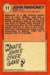 1972 A&BC Red Backs #11 John Mahoney Back