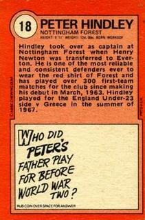 1972 A&BC Red Backs #18 Peter Hindley Back