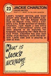 1972 A&BC Red Backs #23 Jack Charlton Back