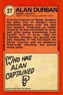 1972 A&BC Red Backs #27 Alan Durban Back