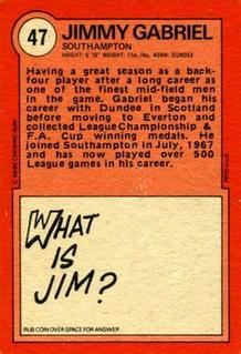 1972 A&BC Red Backs #47 Jimmy Gabriel Back
