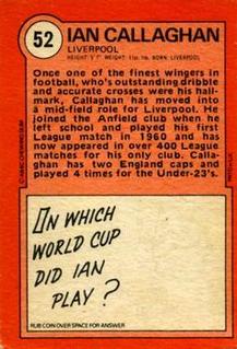 1972 A&BC Red Backs #52 Ian Callaghan Back