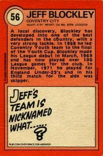 1972 A&BC Red Backs #56 Jeff Blockley Back