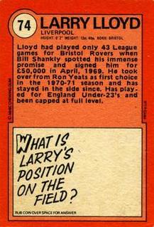1972 A&BC Red Backs #74 Larry Lloyd Back
