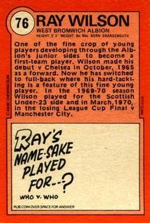 1972 A&BC Red Backs #76 Ray Wilson Back
