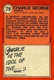 1972 A&BC Red Backs #79 Charlie George Back