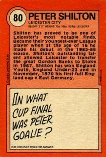 1972 A&BC Red Backs #80 Peter Shilton Back