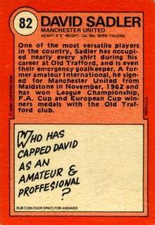 1972 A&BC Red Backs #82 David Sadler Back