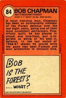 1972 A&BC Red Backs #84 Bob Chapman Back