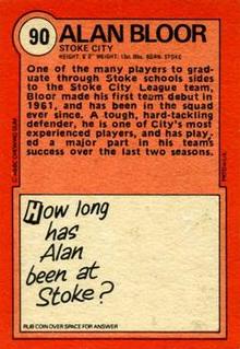 1972 A&BC Red Backs #90 Alan Bloor Back