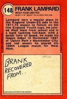 1972 A&BC Red Backs #148 Frank Lampard Back